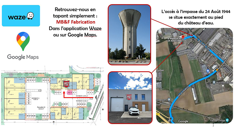 Plan de localisation Waze et Google Maps MB&F Fabrication